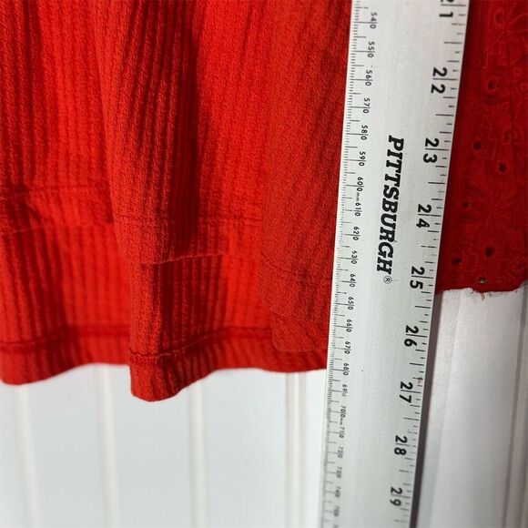 Free People Parisian Nights Red Lace Bell Sleeve Boho Top M NWT Romantic Western - Picture 7 of 9